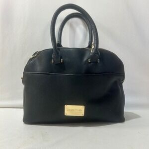 Bebe LA‎ Black Faux Leather Dome Satchel Handbag Gold Chain Shoulder Strap